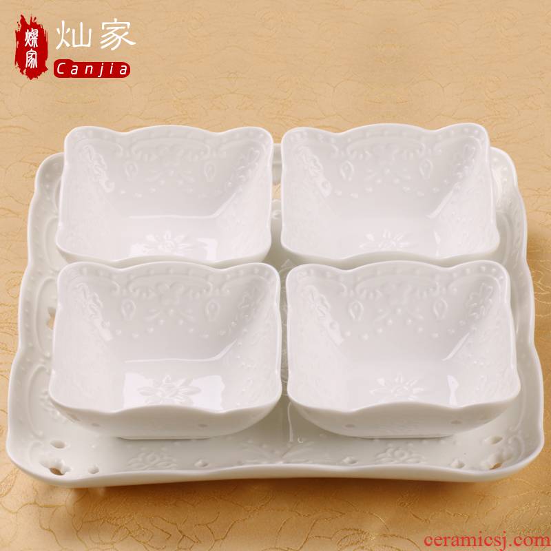 European ceramics creative pure white anaglyph cutlery set fruit bowl of salad bowl dessert plate small bowl