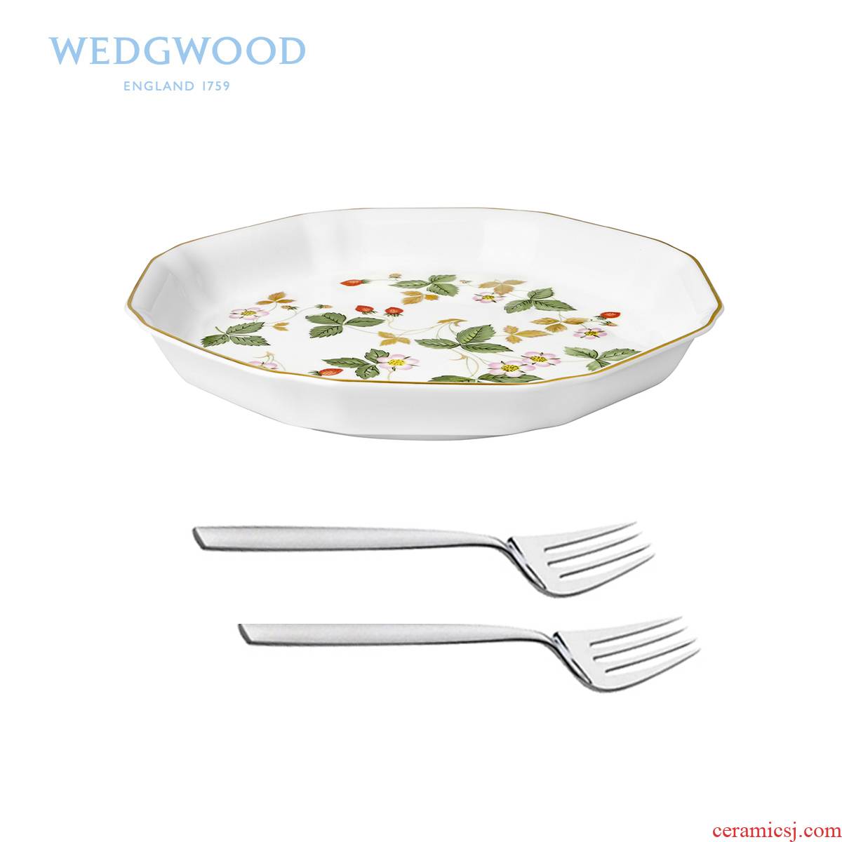 Wedgwood Wild Strawberry Wild strawberries retro anise fruit fork plate + 2 only ipads porcelain bowl