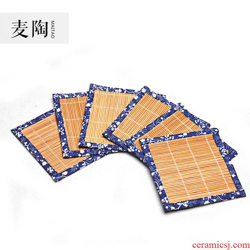 MaiTao cotton and linen natural bamboo cup mat hand - made cloth art linen pot pad kung fu tea tea accessories insulation pad