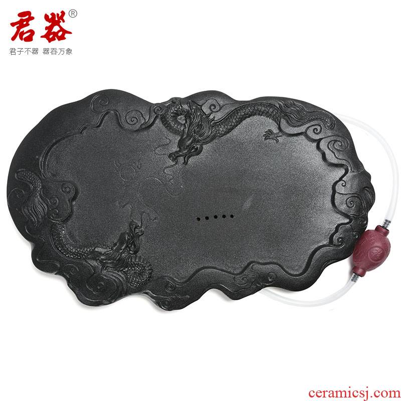 Jun ware, black pottery kung fu tea tray was dry ceramic tea sets of household contracted tea set drainage saucer dish dragon age