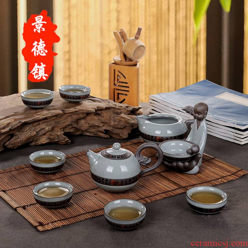 Jingdezhen have tea ice crack glaze brother your up up ceramic kung fu tea tea set gift of a complete set of tea sets