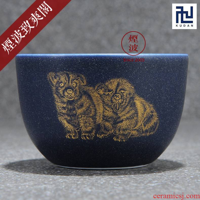 Those jingdezhen nine burn fuels the bluestar glaze wonderful hand burnt work parental sample tea cup tea cups