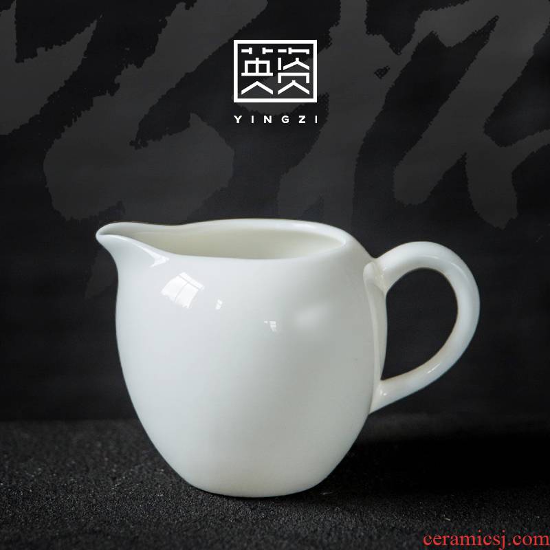 Jade porcelain dehua white porcelain and glass ceramic fair keller large points tea kung fu tea set manually heat - resistant thickening tea sea