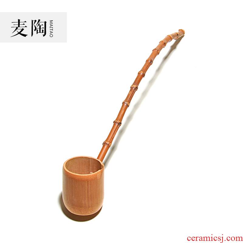 Ladle MaiTao Japanese tea tea spoon, kung fu tea accessories long - handled bamboo water run carbonized bamboo green wine