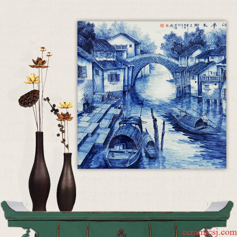 The Master of jingdezhen ceramics hand - made works jiangnan blue and white porcelain plate paintings hang wall act the role ofing high - grade home arts and crafts