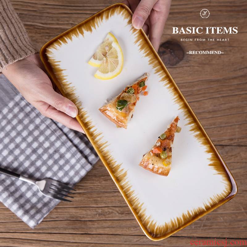 Ceramic flat plate western - style food plate rectangular plate dessert plate sushi plate dessert plate snack dishes cake plate