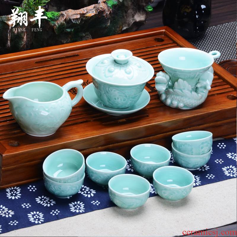 Xiang feng celadon tea set gift porcelain of a complete set of kung fu tea pot optional single cup pot of tea tray