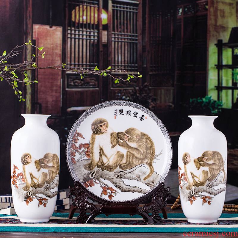Sjt2 jingdezhen ceramics vase three - piece furnishing articles home decoration handicraft furnishing articles lulu sitting room promotion