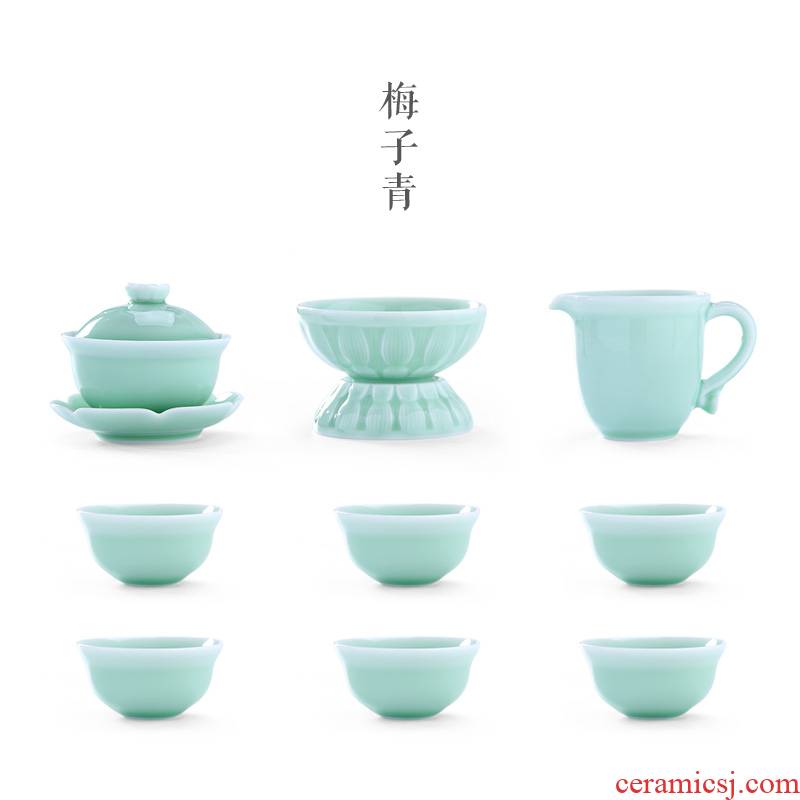 Mingyuan FengTang longquan celadon came only three set of tureen ceramic kung fu tea tieguanyin tea bowls MFT - 068