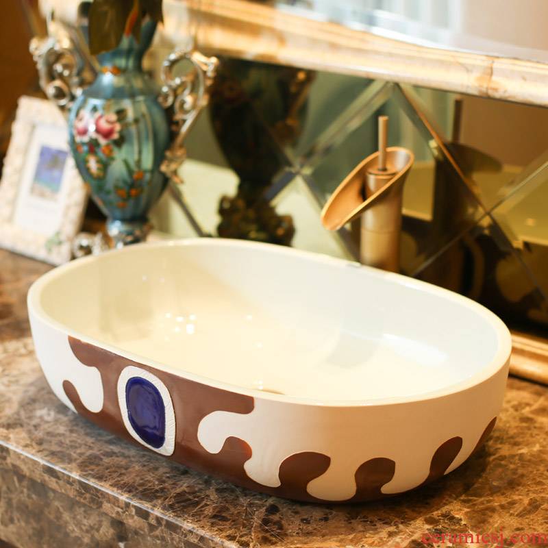 Jingdezhen rain spring basin art ceramics on the oval sink sitting lavatory toilet stage basin on the balcony