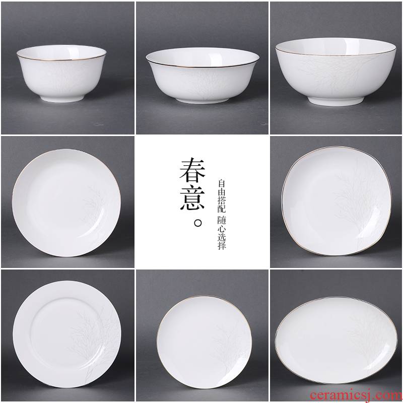 Gold square tangshan ipads China spring free collocation with ipads bowls set spoon, spoon company - optic Gold microwave tableware