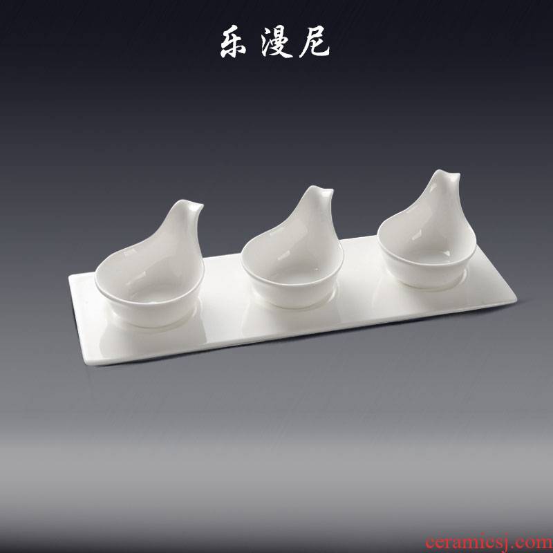 Le diffuse, three keys + bottom plate - pure white suit ceramic hotel tableware move cold dish bowl shaped group