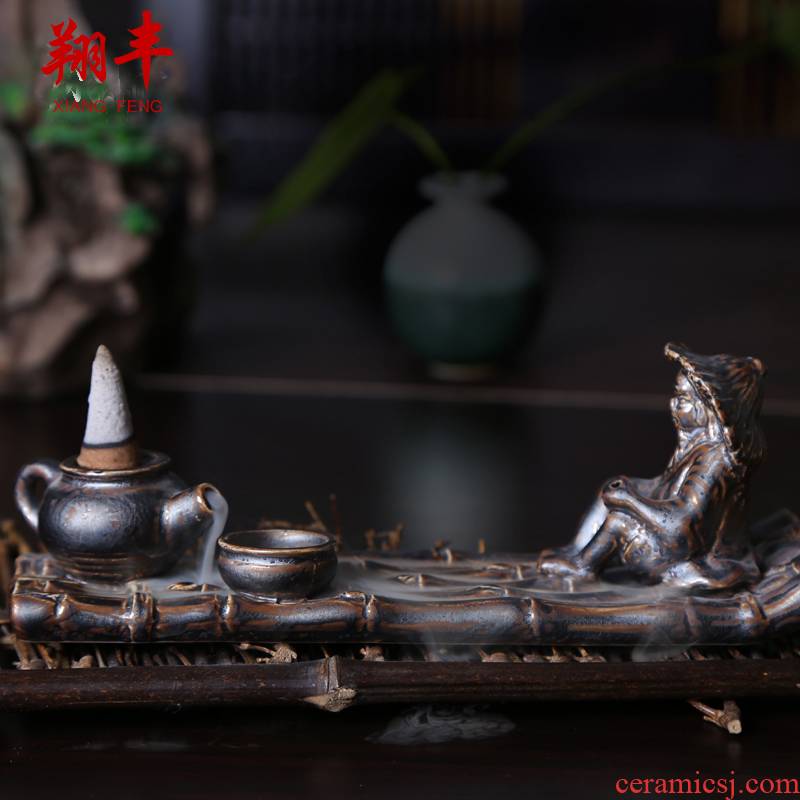 Xiang feng back censer tea aroma stove ceramic sank sandalwood incense buner creative ornamental lotus pond moonlight tower mail sachets