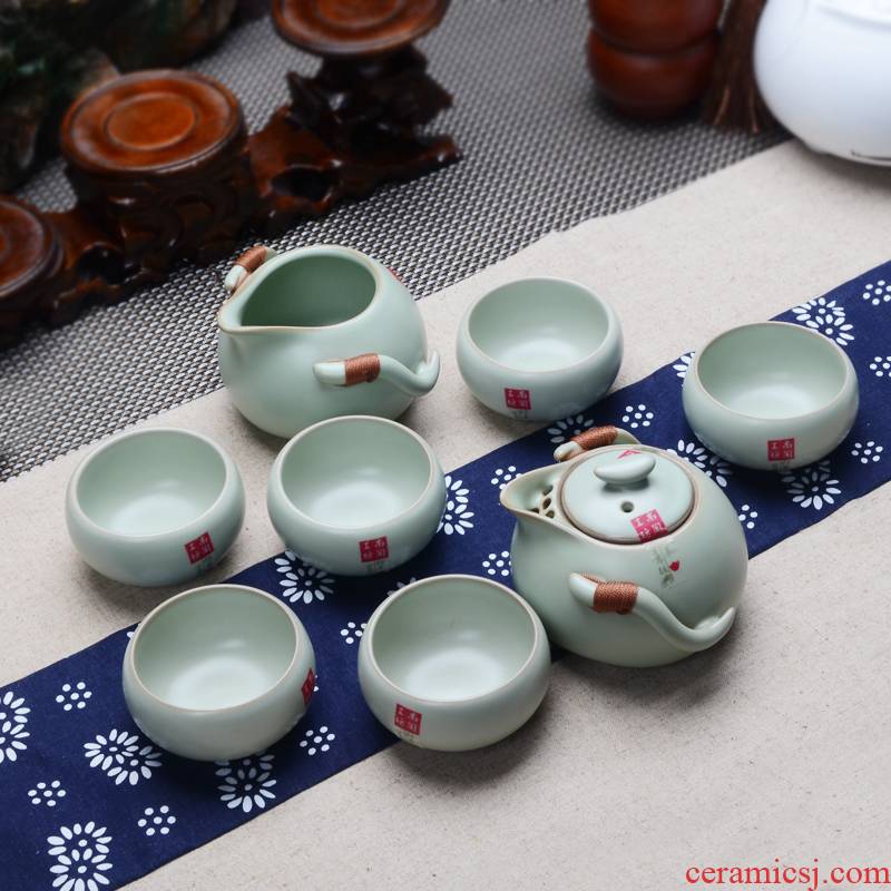 Xiang feng ceramic teapot kung fu tea set suits for your up with cups of tea tea tray accessories sea ice crack