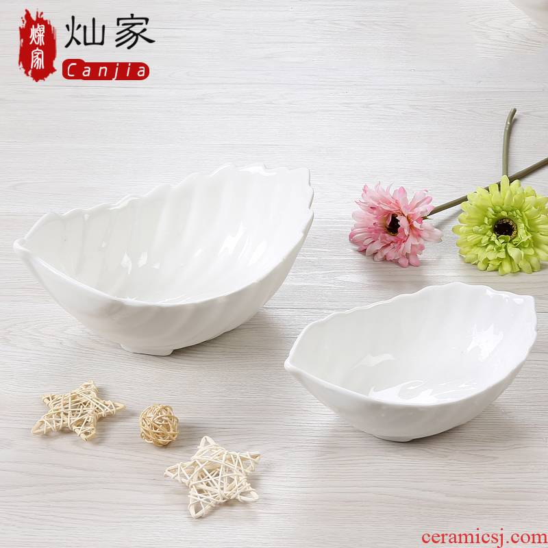 Pure white ceramic hotel west cutlery Japanese - style alien big bowl noodles bowl of salad bowl leaf plate creative cuisine
