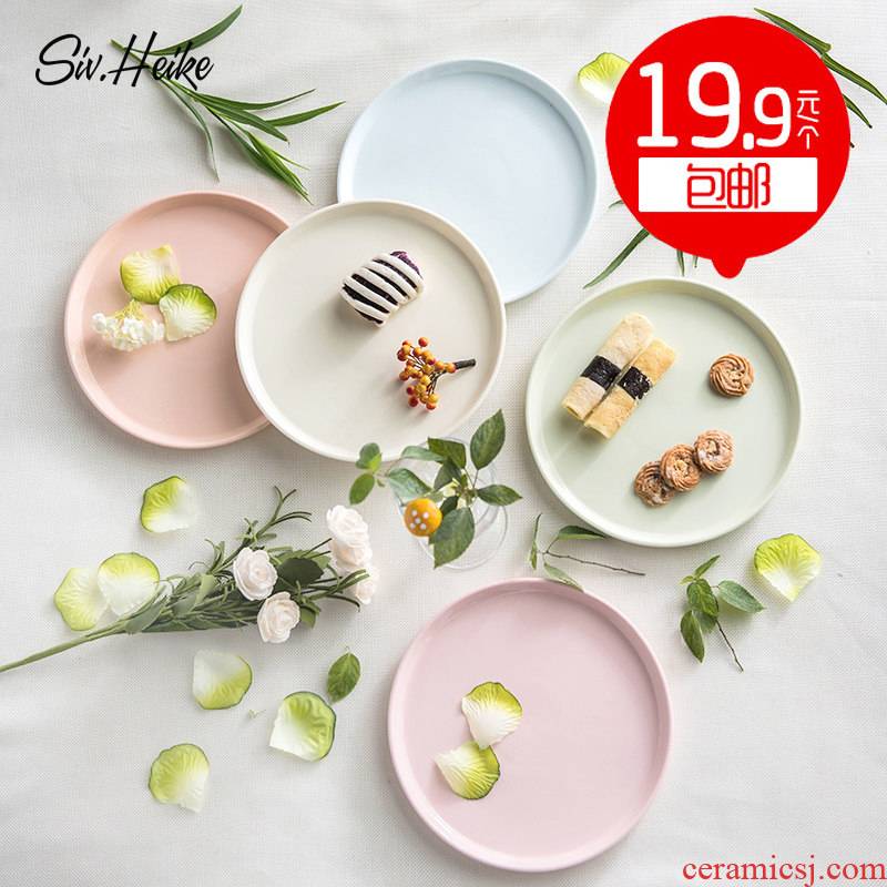 Color home creative express it in Japanese European dish tableware of pottery and porcelain plate of flat plate beefsteak plate plate