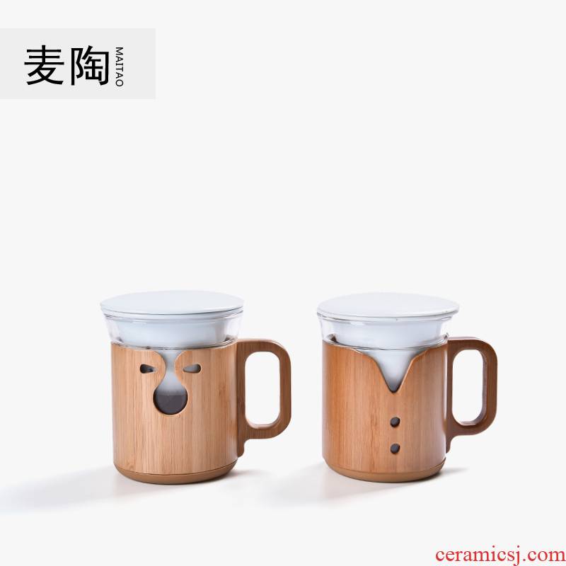 Portable travel MaiTao heat - resistant glass kung fu tea set bamboo hand grasp jade porcelain crack cup teapot teacup