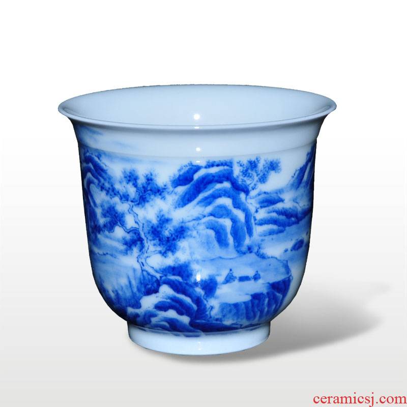 Offered home - cooked in jingdezhen blue and white porcelain tea set sample tea cup hand - made single cup [and] pressure hand glass cup cup