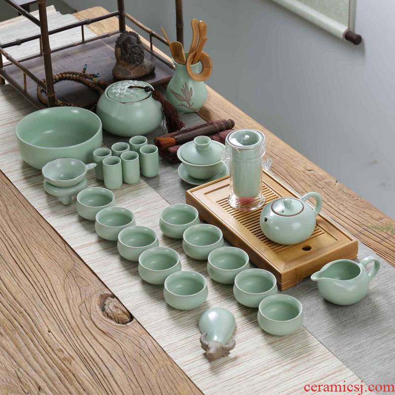 ZongTang your up of a complete set of kung fu tea set suit household slicing ceramics tureen tea teapot teacup gift packages