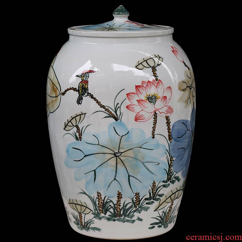 Jingdezhen ceramics large hand - made seal pot sitting room place candy jar household act the role ofing is tasted barrel storage tank