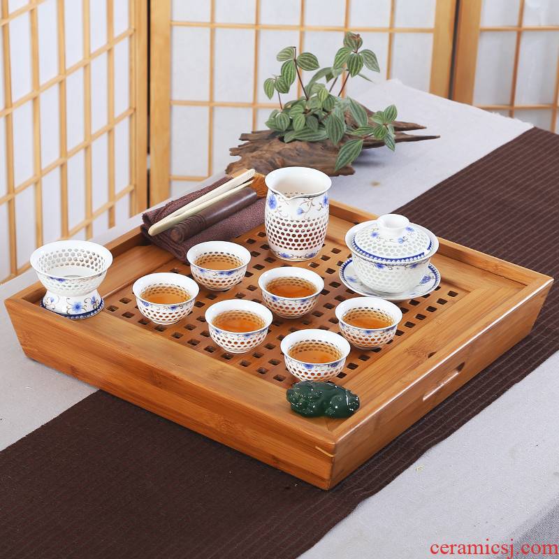 Friend is creative large reservoir type bamboo tea tray tea set brother suits for your up ceramic up and exquisite tea sets