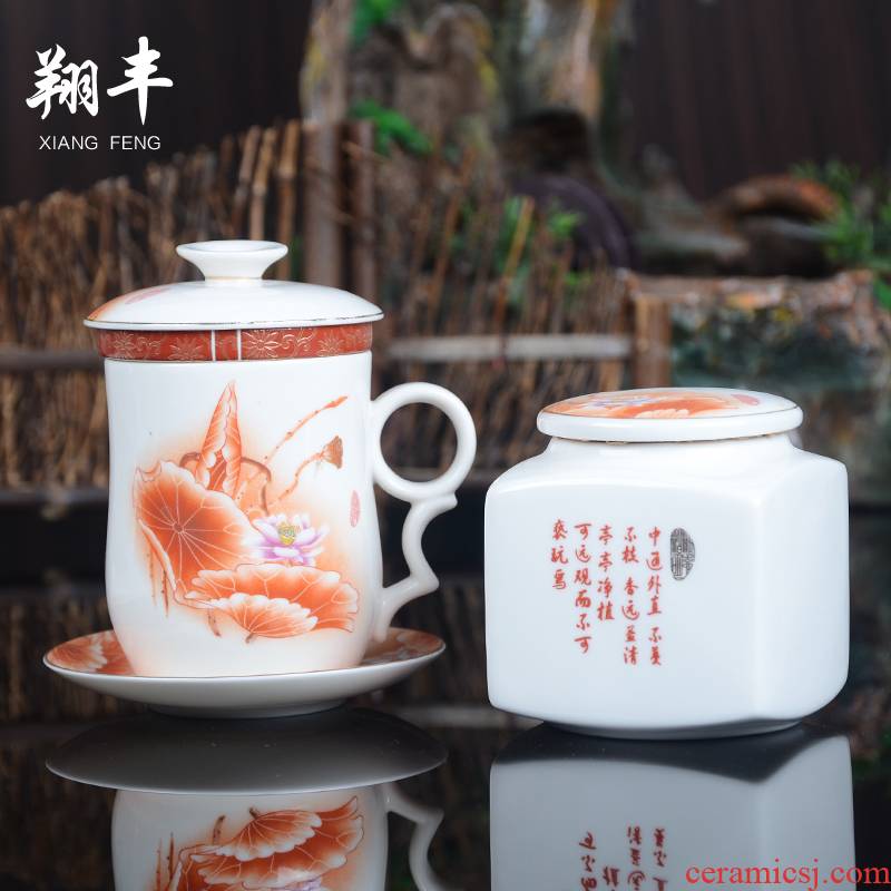 Xiang feng ceramic cups with cover every filter mercifully hydrosols ipads China blue and white porcelain tea cups water