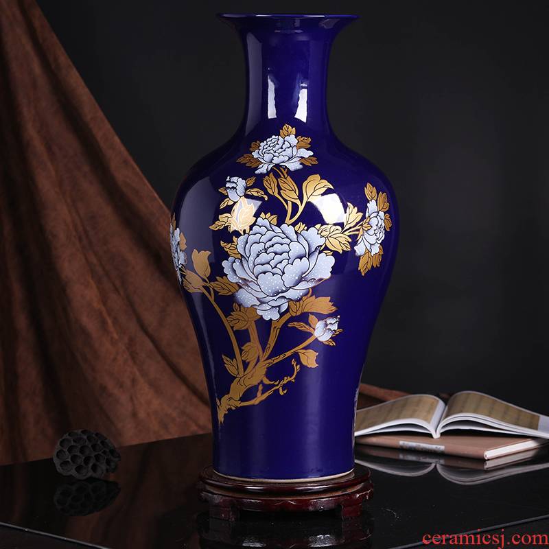 Jingdezhen ceramics landing a large vase peony sitting room of Chinese style household decoration craft a new home furnishing articles
