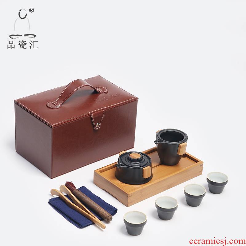 The Product porcelain sink "street" on the pot of business travel ceramic tea set four cups crack cup to carry a pot of tea tray