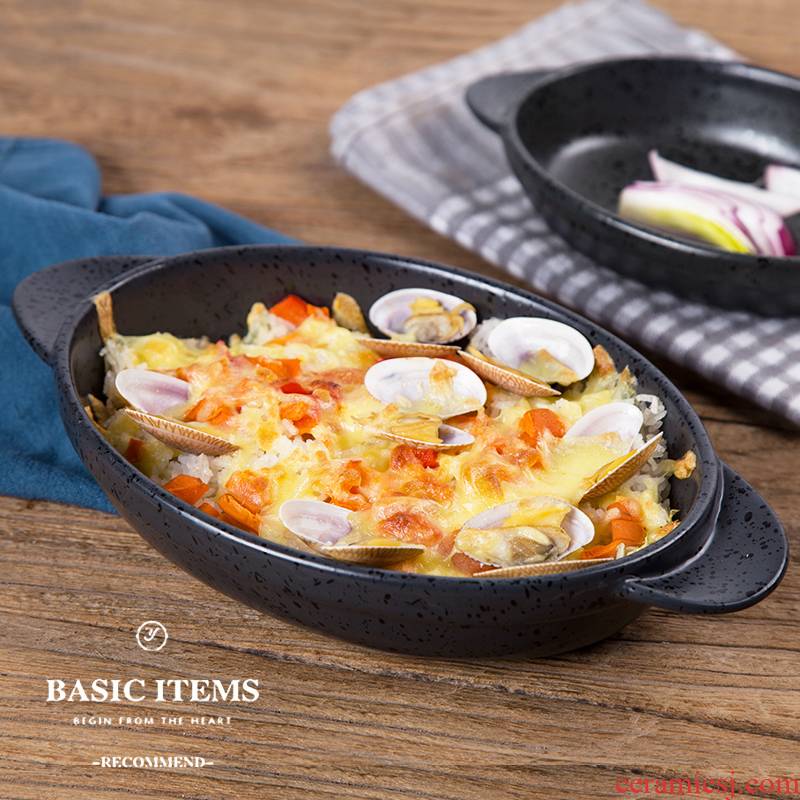 Ceramic ears pan baked FanPan oven baked cheese western food home dish plate of pasta deep dish plate