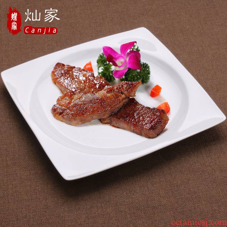 Creative pure white ceramic plate plate quartet ceramic plate steak dish food dish fruit bowl hotel tableware