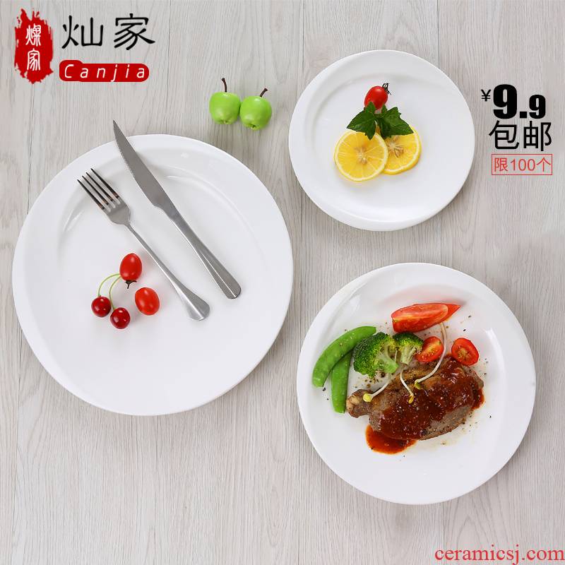 Creative steak white ceramic dish dish dish dish plate disc flat light of cake plate all the western - style tableware