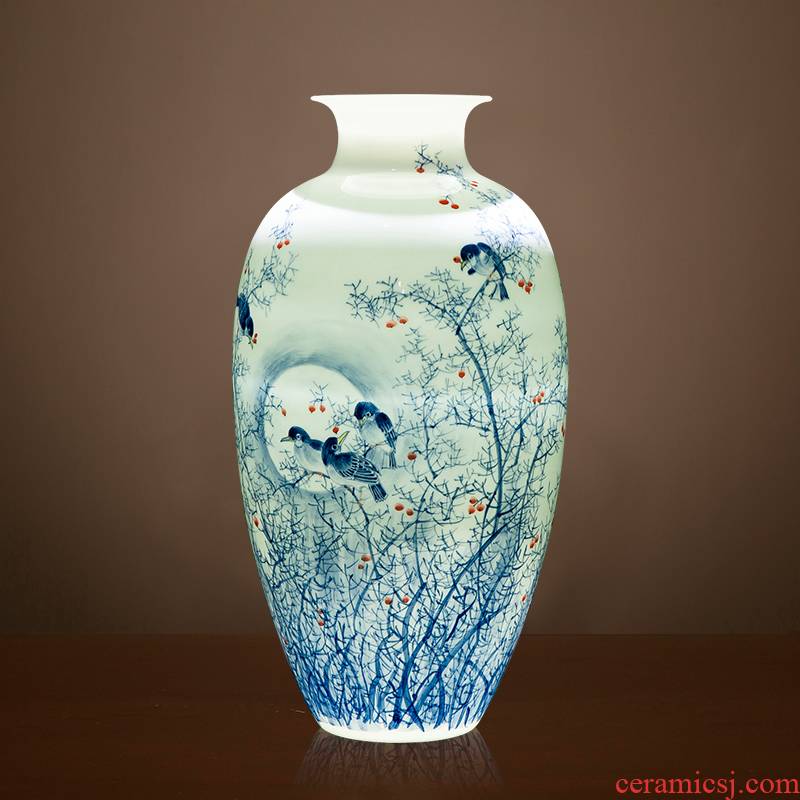 Jingdezhen ceramic masters hand draw Chinese blue and white porcelain vase furnishing articles of Chinese style decoration decoration large living room