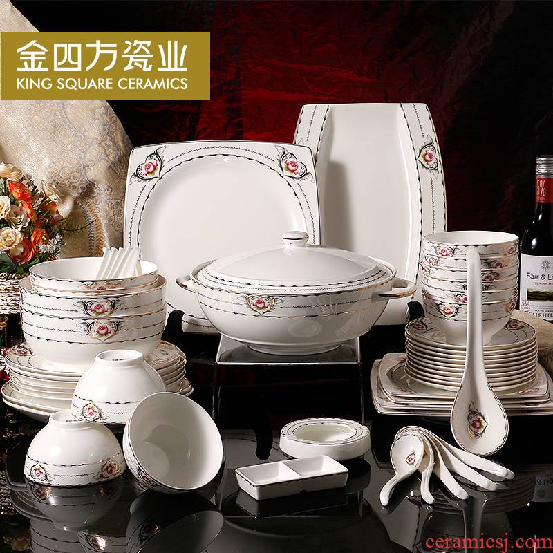 Be elated Japanese tangshan ipads porcelain tableware suit to use suit 50 heads of household ceramic bowl dish dish suits for