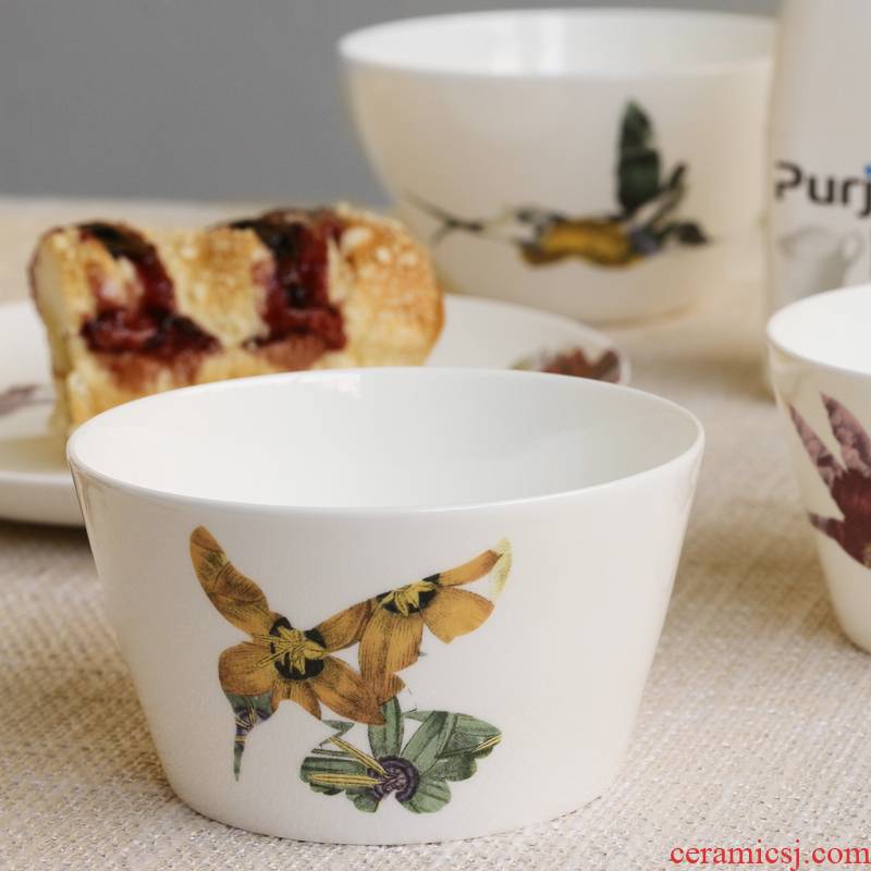 Hong Kong design painting of flowers and rice bowls with creative Japanese salad bowl dessert small bowl of soup bowl crockery bowl