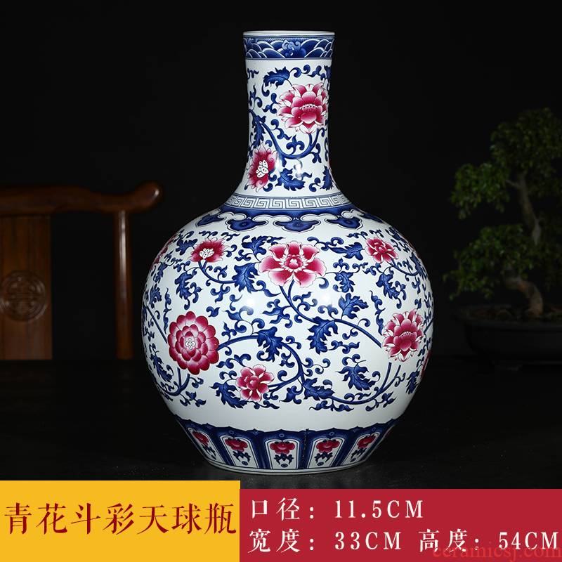 Jingdezhen ceramics of large vases, flower arrangement in modern Chinese style living room decoration vase TV ark, furnishing articles