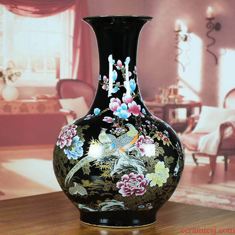 Jingdezhen ceramic vase sharply glaze painting of flowers and modern home sitting room hotel company contracted classic Chinese style furnishing articles