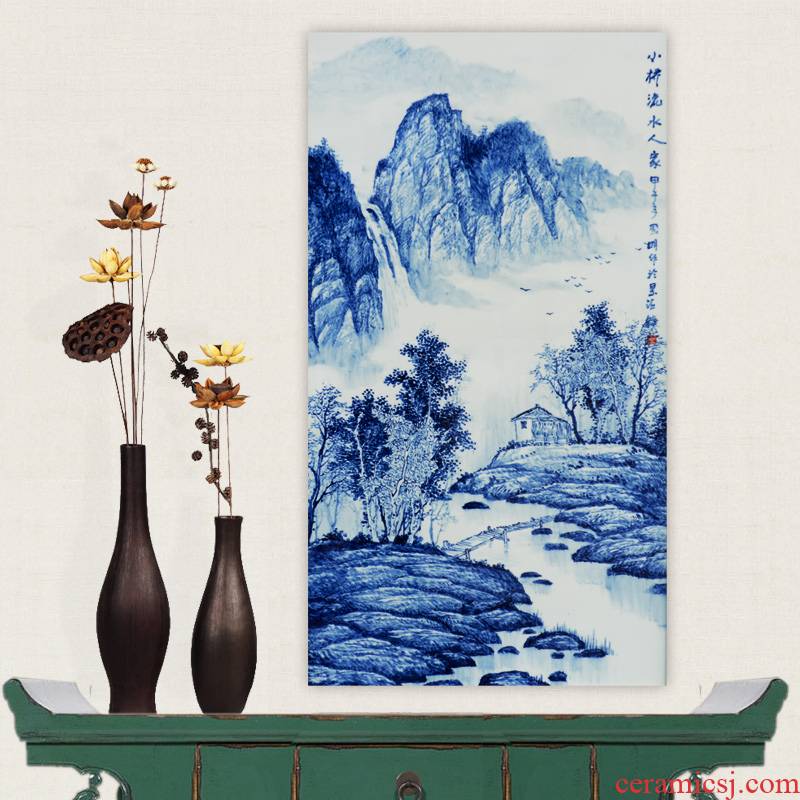 Jingdezhen ceramics hand - made Bridges the somebody else of blue and white porcelain porcelain masterpieces by famous writers partition painting the living room to the process