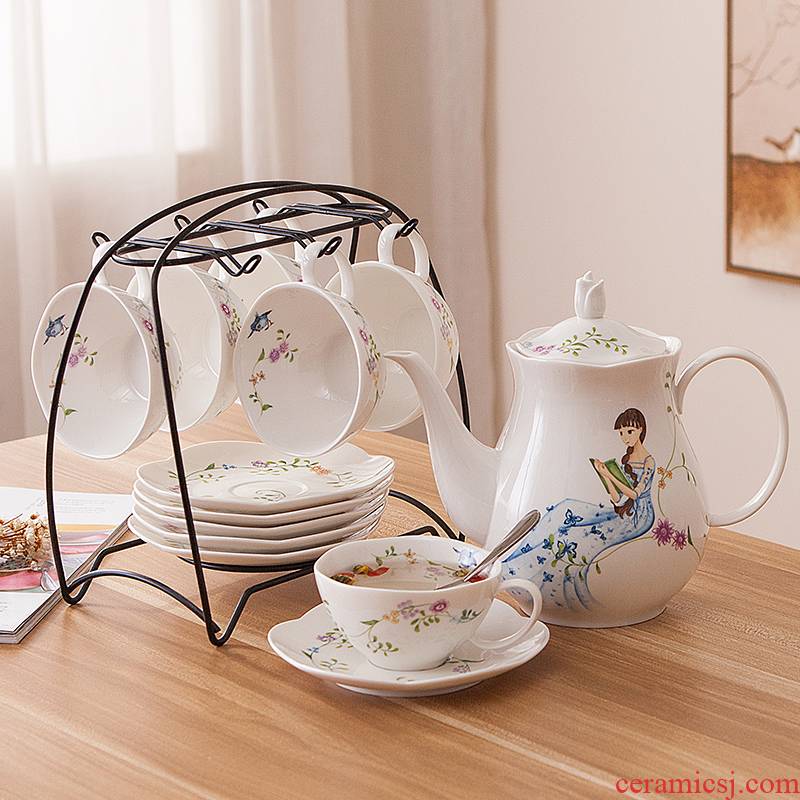 European rural wind scented tea tea set ceramic water set suit home sitting room glasses suit with glass teapot
