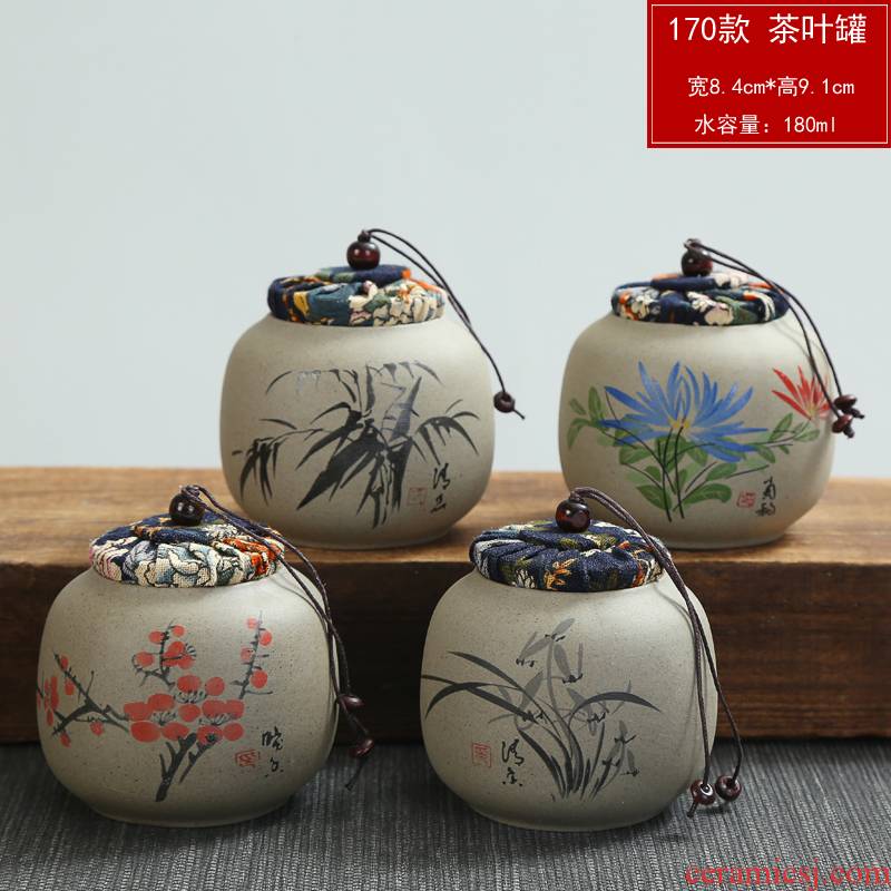 Small mini ceramic high - grade tea caddy fixings seal box of guanyin tea cylinder portable kung fu tea pot POTS