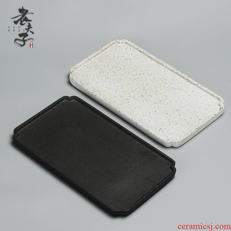 Coarse pottery tea tray monolayer dry plate water square contracted Japanese ceramic tea saucer dish kung fu tea accessories