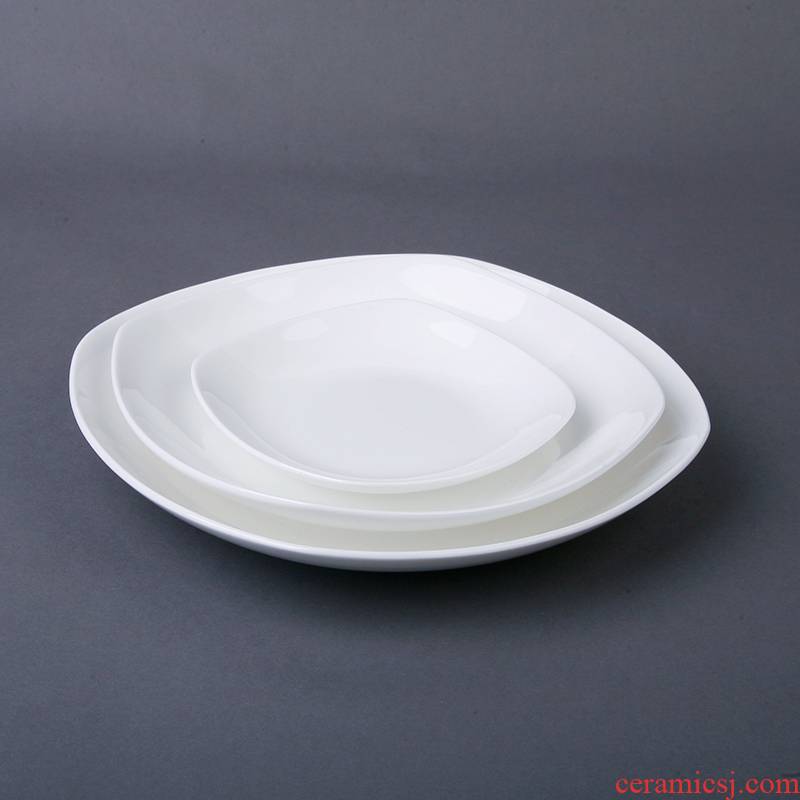 Pure white Japanese round dish dish home cooking dishes ceramic dish plate contracted creative ipads porcelain tableware