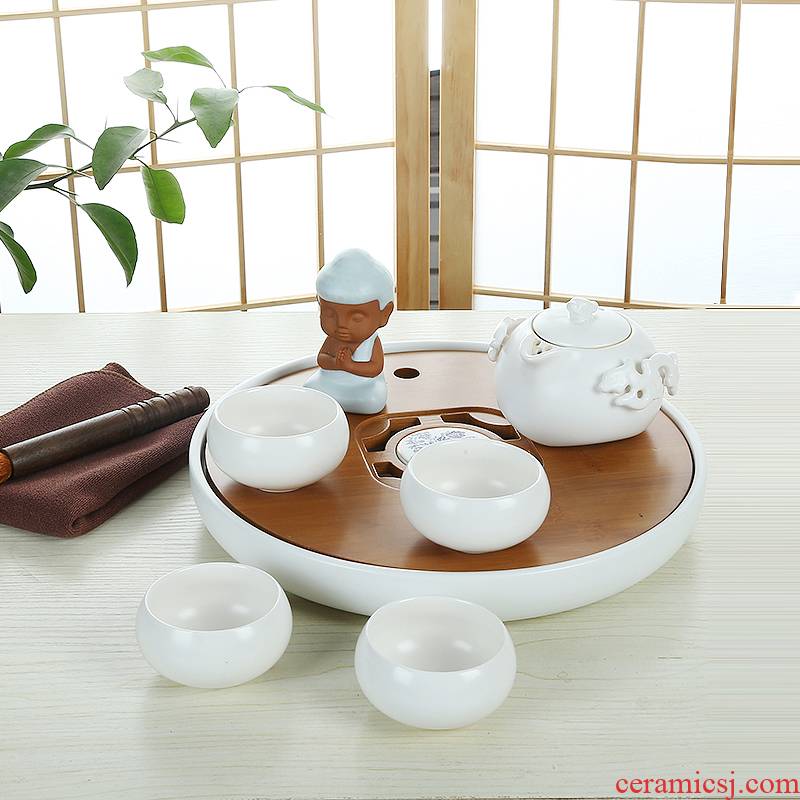 Friend is ceramic tea set bamboo circular dry ground Japanese kunfu tea mercifully with supporting a complete set of portable travel
