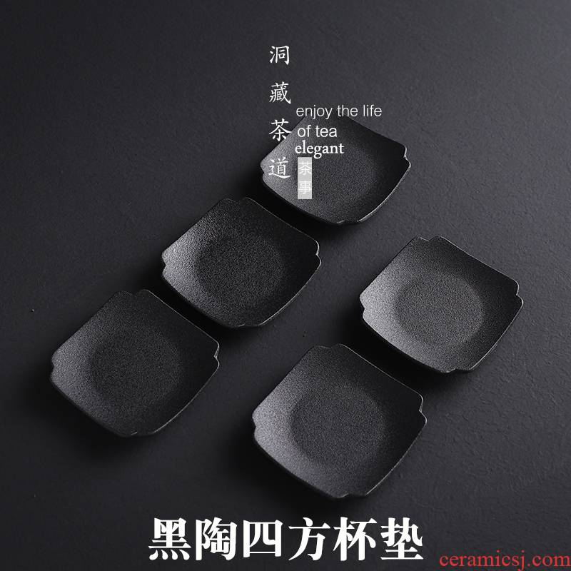In building ceramic cup mat pot pad Japanese coarse pottery prevent hot insulation, anti - skid tow cups of black tea accessories