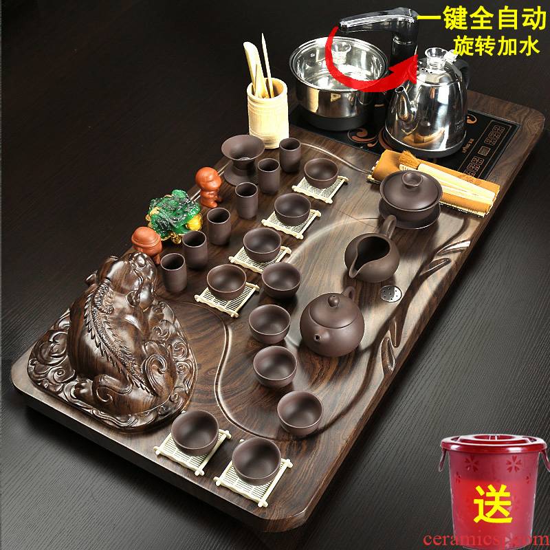 A complete set of automatic tea set purple ice crack kung fu tea set automatically sheung shui contracted household tea tea tray