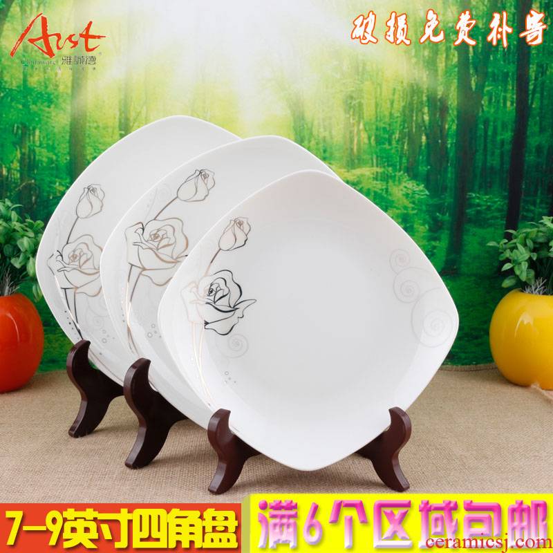 Ya cheng DE kangding rose 7.8.9 inches four plate special - shaped sifang A882 dish dish soup plate, ceramic plate