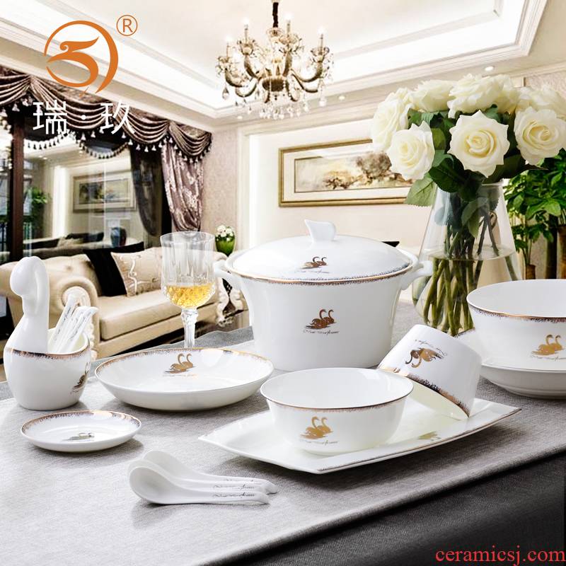 Ipads China tableware swan free combination collocation DIY dishes teaspoons of ceramic bowl bowl bowl, bulk up phnom penh