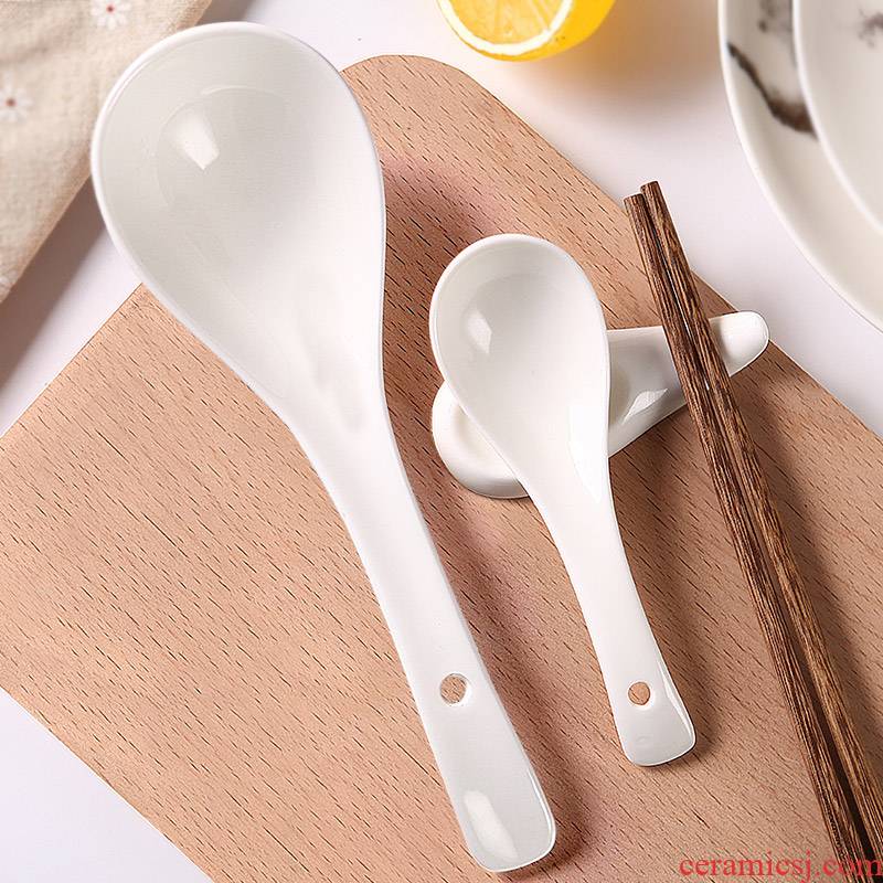 Ceramic small spoon, small spoon, smaller handle big spoon, contracted household white eat Japanese porridge spoon, run out of a spoon