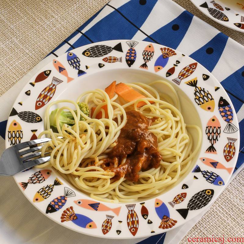 Denmark, blue fish contracted creative ipads porcelain pasta dish hat pasta dish western food dish ceramic deep plate
