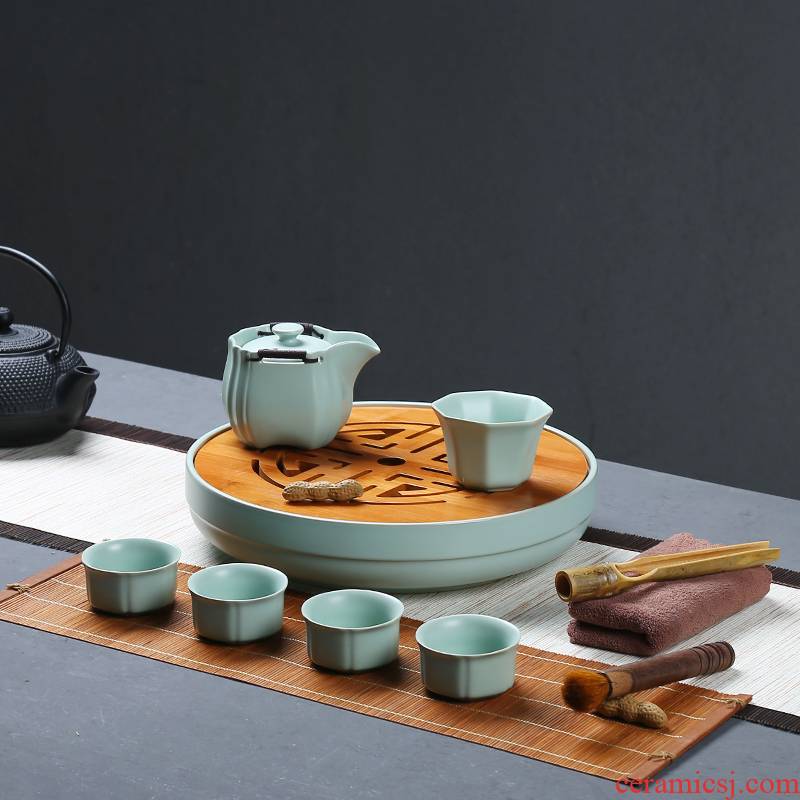Your up travel portable kung fu tea set suit Japanese is suing teapot teacup tea tray of a complete set of ceramic dry terms