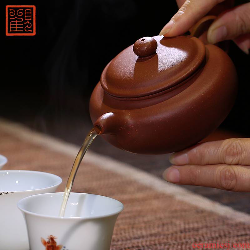 Restoring museum yixing are it by hand, large capacity domestic kung fu tea tea set down slope mud archaize pot